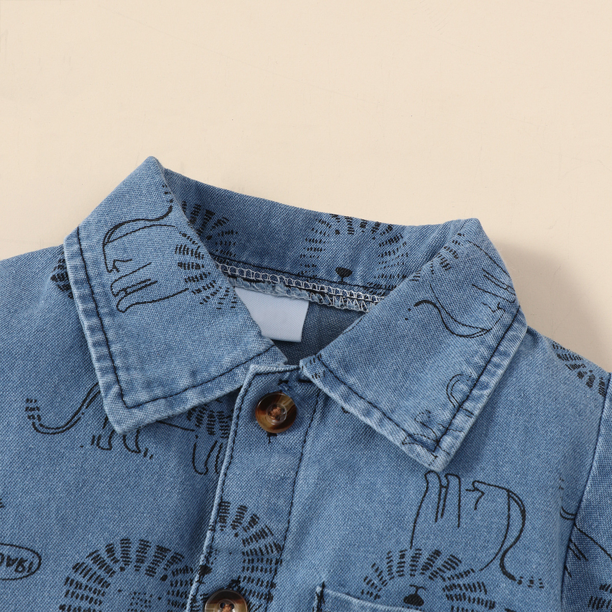 Boy Lion Printing Denim Jumpsuit