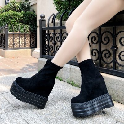 High Rise Thick Soled Short Boots With Sloping Heel