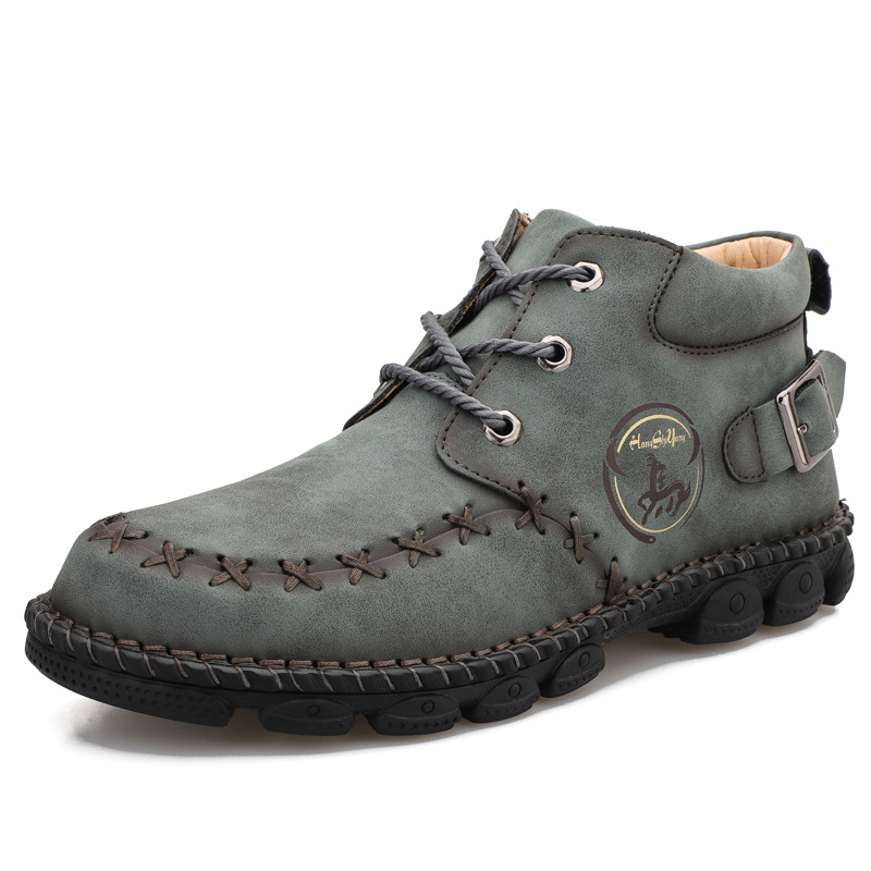 New Mid-top Men's Zipper Martin Boots Wear-resistant And Breathable
