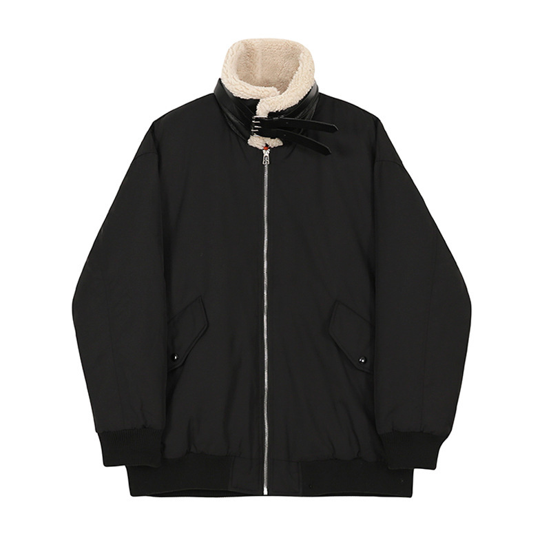 Thick Lamb Wool Men's Loose Stand Collar Warm Padded Jacket