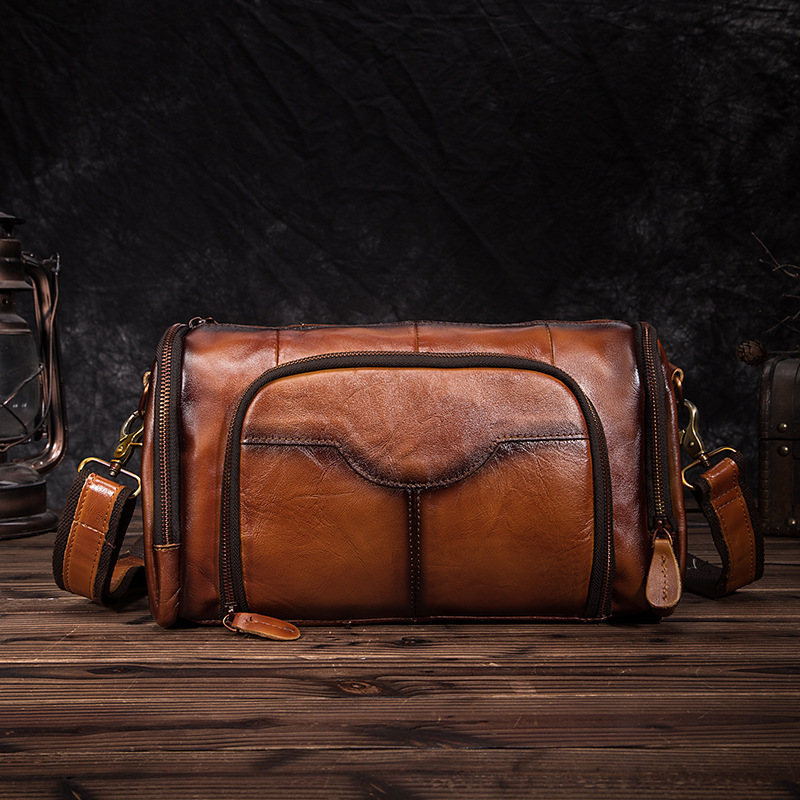 Retro Fashion Trend Leather Shoulder Messenger Bag Cowhide Pillow Bag