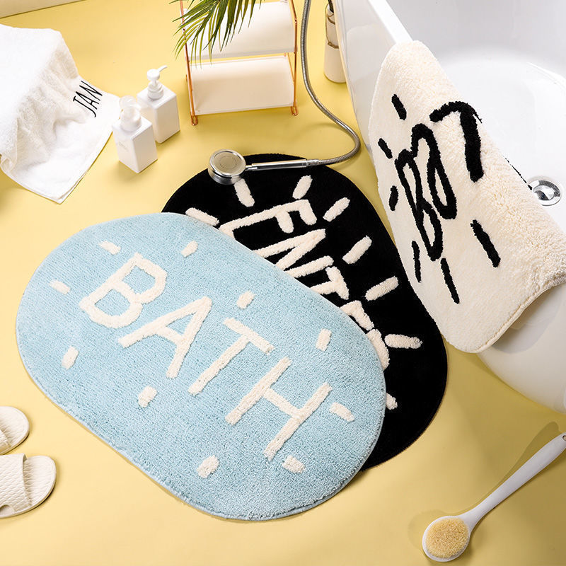 Household White Letter Oval Floor Mat