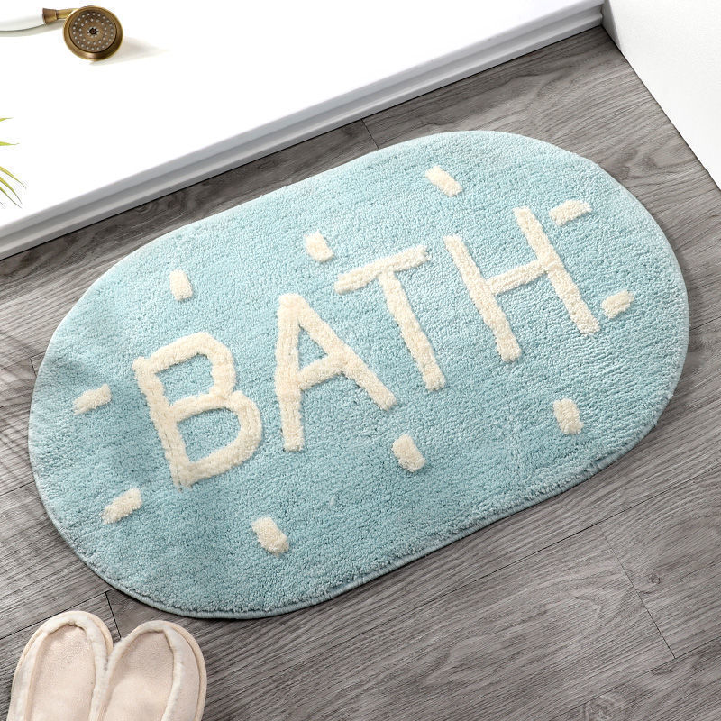 Household White Letter Oval Floor Mat