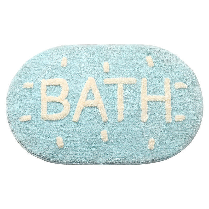Household White Letter Oval Floor Mat