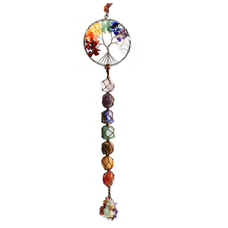 Hand-woven Pendant Of Seven-color Crystal Original Stone