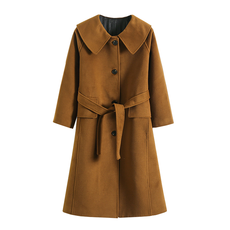 Women's Temperament Single-breasted Mid-length Lapel Tweed Jacket