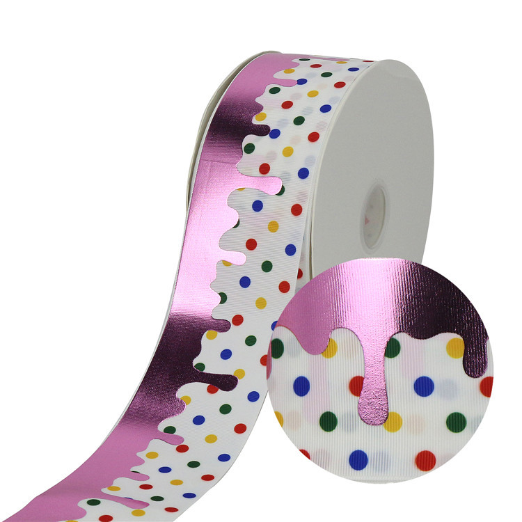 75mm Bronzing Rib Ribbon Hair Accessories Diy Material Packaging Baking Dessert Gift Box Packing Ribbon
