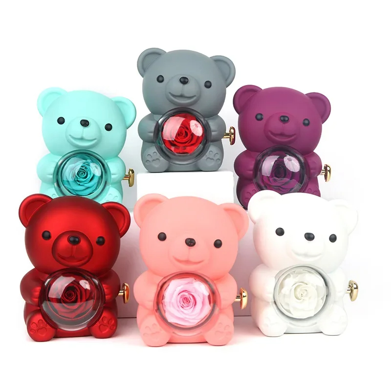 Rotating Eternal Flower Ring Necklace Packaging Box
