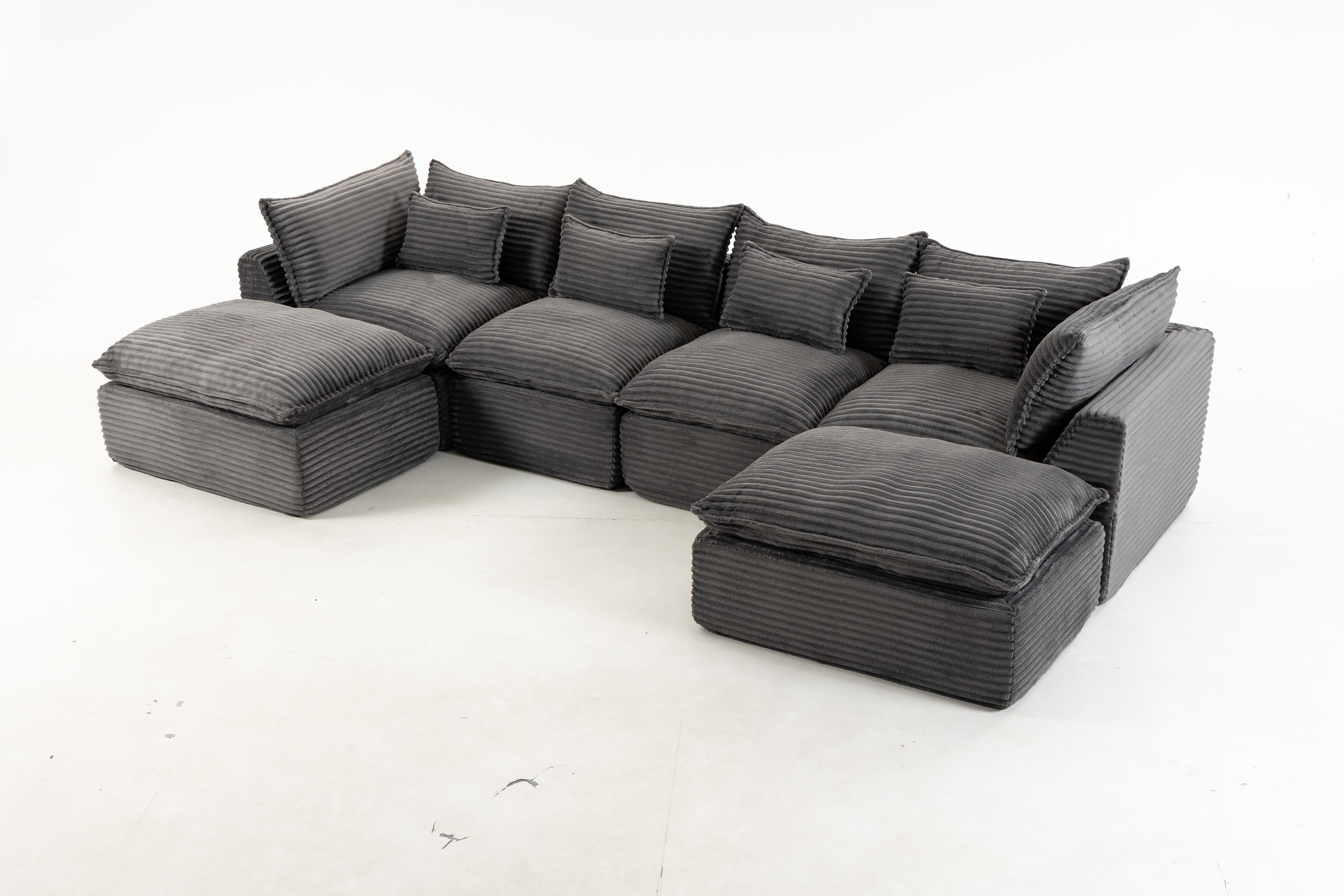 129.8" Width Cloud Couch Oversized Modular Sectional Sofa True Relax Comfy Couches Wide&Deep Seat Sofas for Living Room Furniture Sets, Corduroy Fabric,4Seat with 2Ottoman
