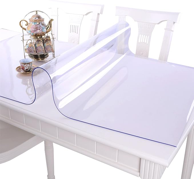 Table Cover 1.5 Mm Thick Clear PVC Desk Mat Protector Waterproof & Easy Cleaning Desk Pad Tablecloth For Office, Dining Room