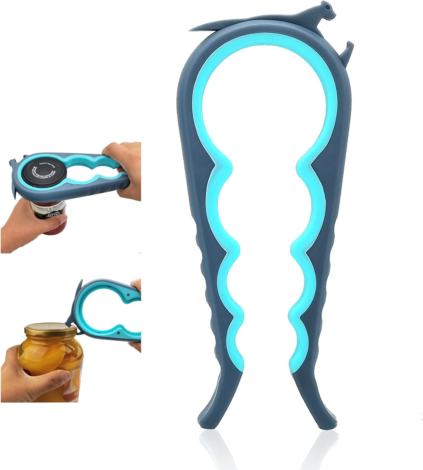 Jar Opener & Bottle Opener, Easy Grip Kitchen Tool For Seniors, Manual Lid Opener For Jars, Bottles, Cans & Household Use