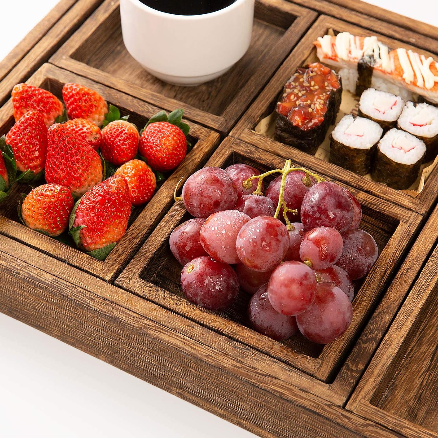 Rustic Wooden Serving Trays With Handles, Set Of 7 Rectangular Platters For Breakfast, Entertaining, Coffee Table & Home Decor