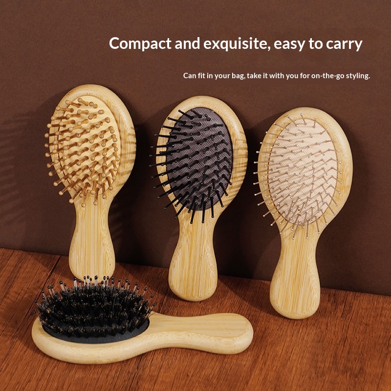 Factory Wholesale Bamboo Scalp Health Massage Air Cushion Comb Steel Needle Nylon Comb Tooth Smooth Hair Compact Portable Air Bag Comb