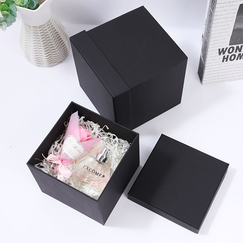 Black Large Square Gift Packaging Box With Top And Bottom Cover