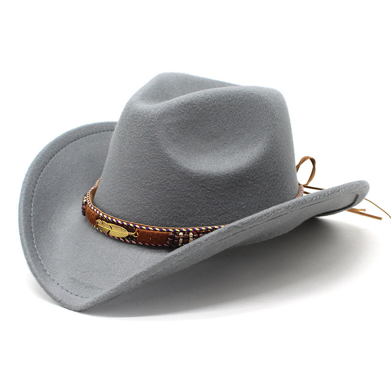 Ethnic Style Metal Feather Western Denim Top Hat