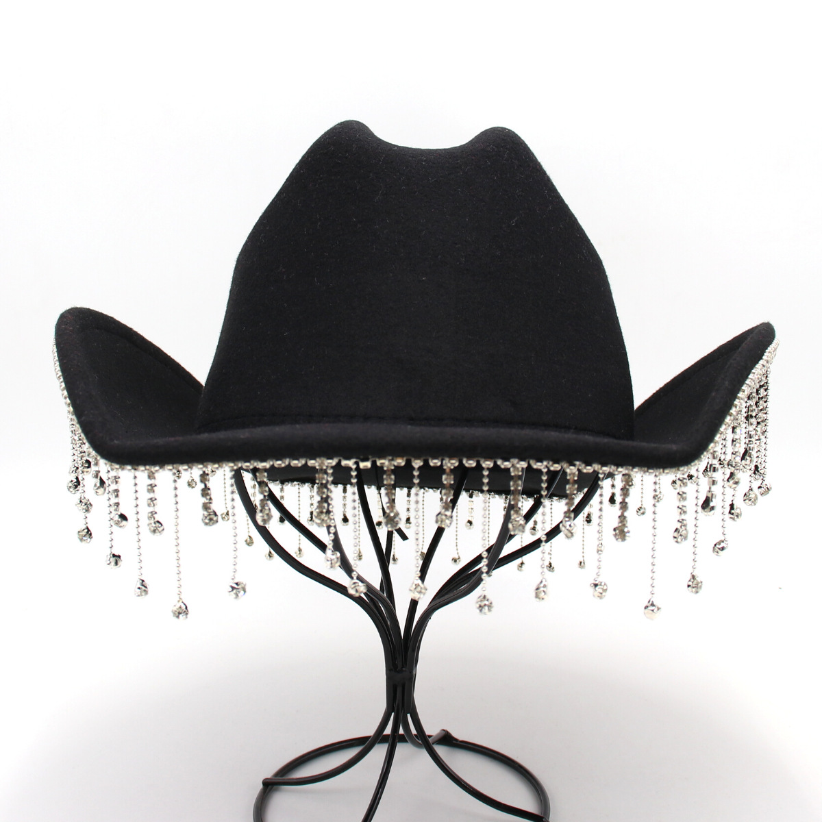Warped Top Hat With Diamond Tassel Western Cowboy Hat