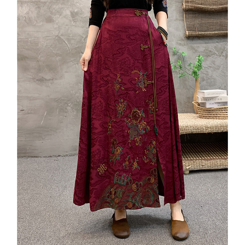New Ethnic Dress Embroidery Tassel A- Line Skirt