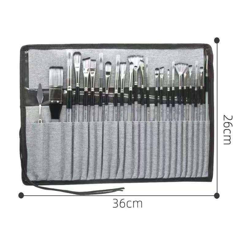 24-piece Oil Painting Brush Set In A Canvas Bag