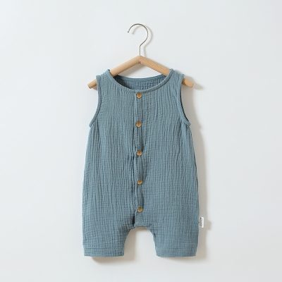 Boys And Girls Cotton Gauze Waistcoat Jumpsuit