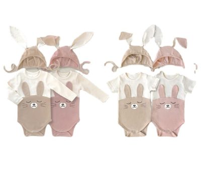 Ins Cute Bunny Color Matching Modeling Romper Baby