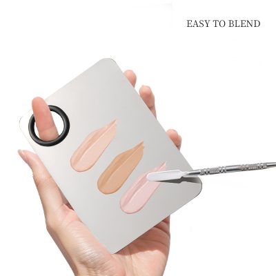 Stainless Steel Cosmetic Makeup Palette, Professional Cosmetic Mixing Makeup Palette Spatula Makeup Artist Tool, Beauty Salon Color Cream Mixing Palette With A Spatula Makeup Nail Art Palett