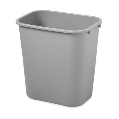 Rubbermaid Commercial Products Resin Wastebasket Trash Can, 7-Gallon 28 Quart, Gray, Plastic, For Bedroom Bathroom Office, Fits Under Desk Sink,Cabinet