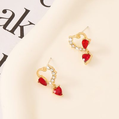 Silver Needle Retro Red Love Earnail