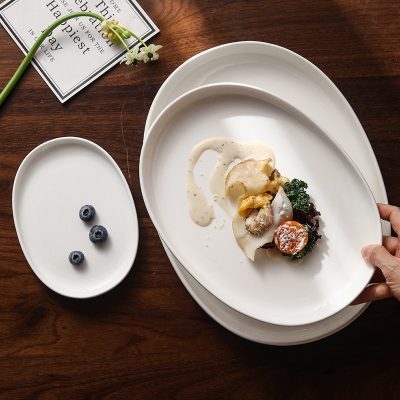 Household High-grade Ceramic Oval Shallow Plate